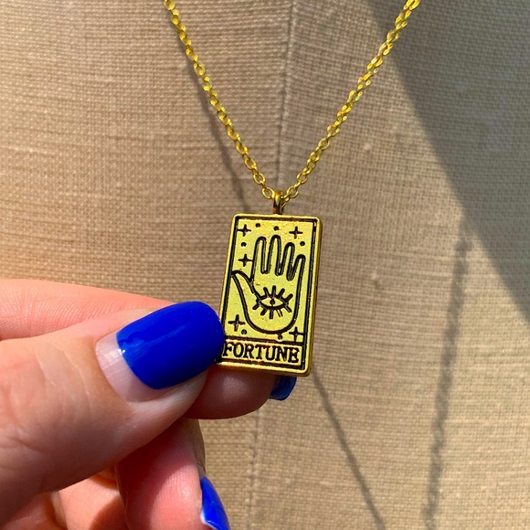 Hand Crafted Jewelry - NWT Reversible Sterling Silver Plated Chain, Fortune Tarot Card Alloy Necklace